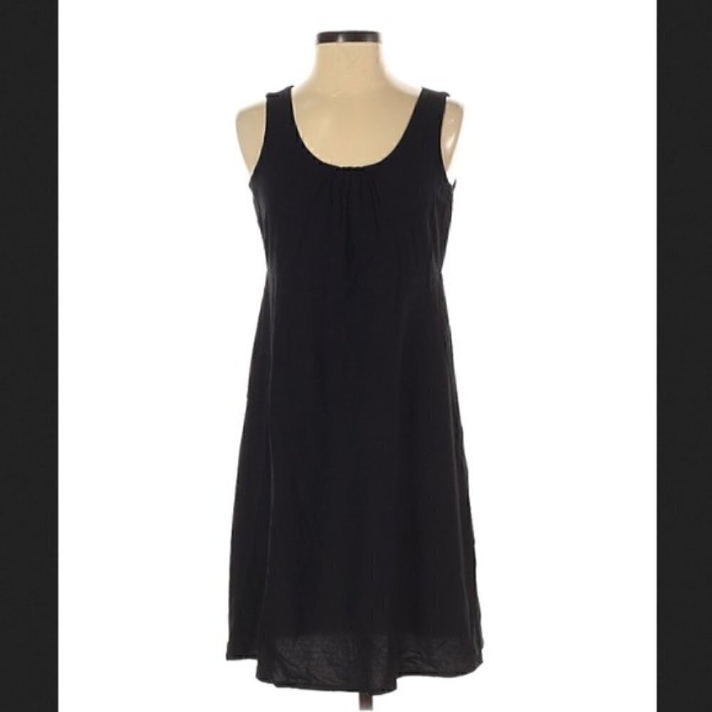 Eileen Fisher Dress S Petite Sleeveless Empire Waist Black Tank Shift